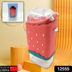 Side view of the ice cream water bottle for kids with a built-in straw.