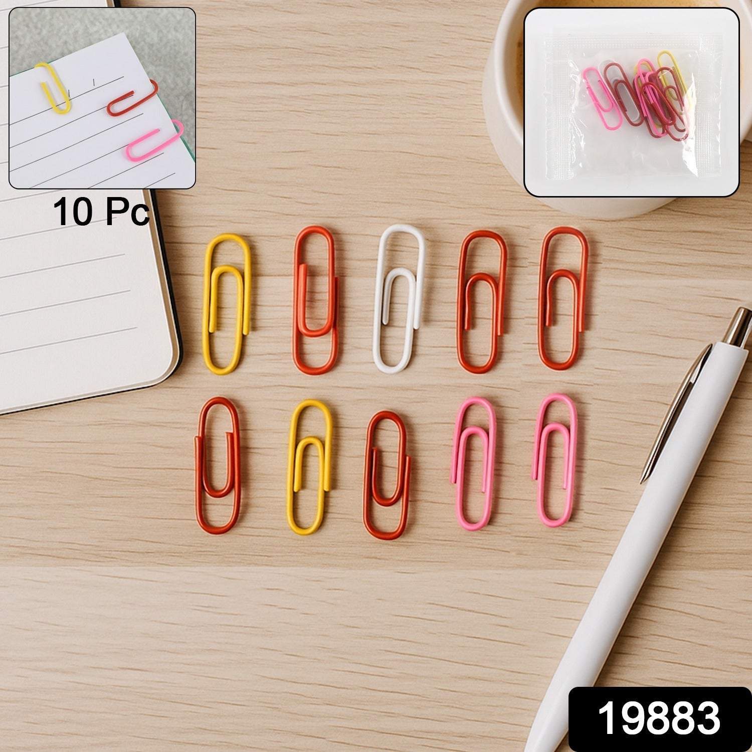 Close-up of a rust-resistant vinyl-coated paper clip showing its smooth, protective finish.