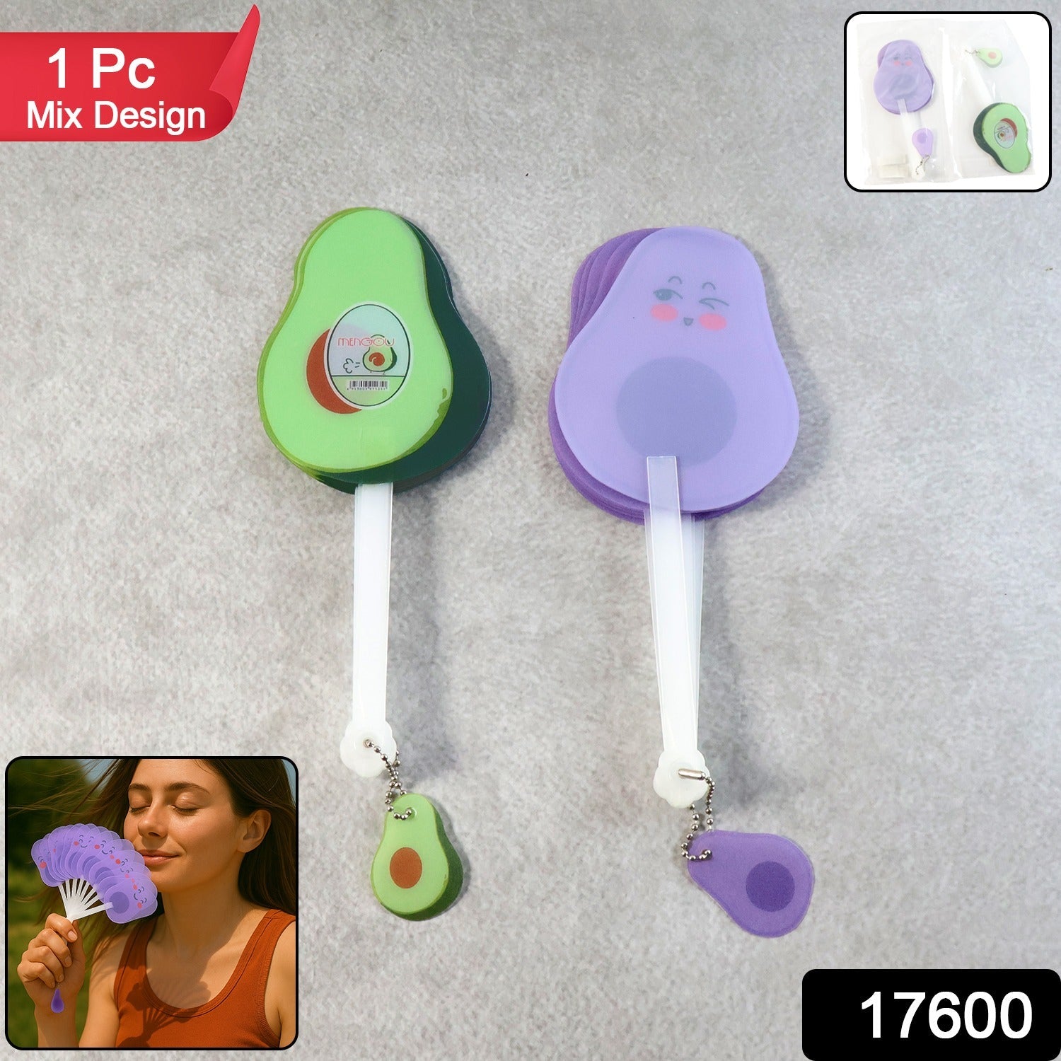 Foldable pocket fan attached to keychain for easy portability
