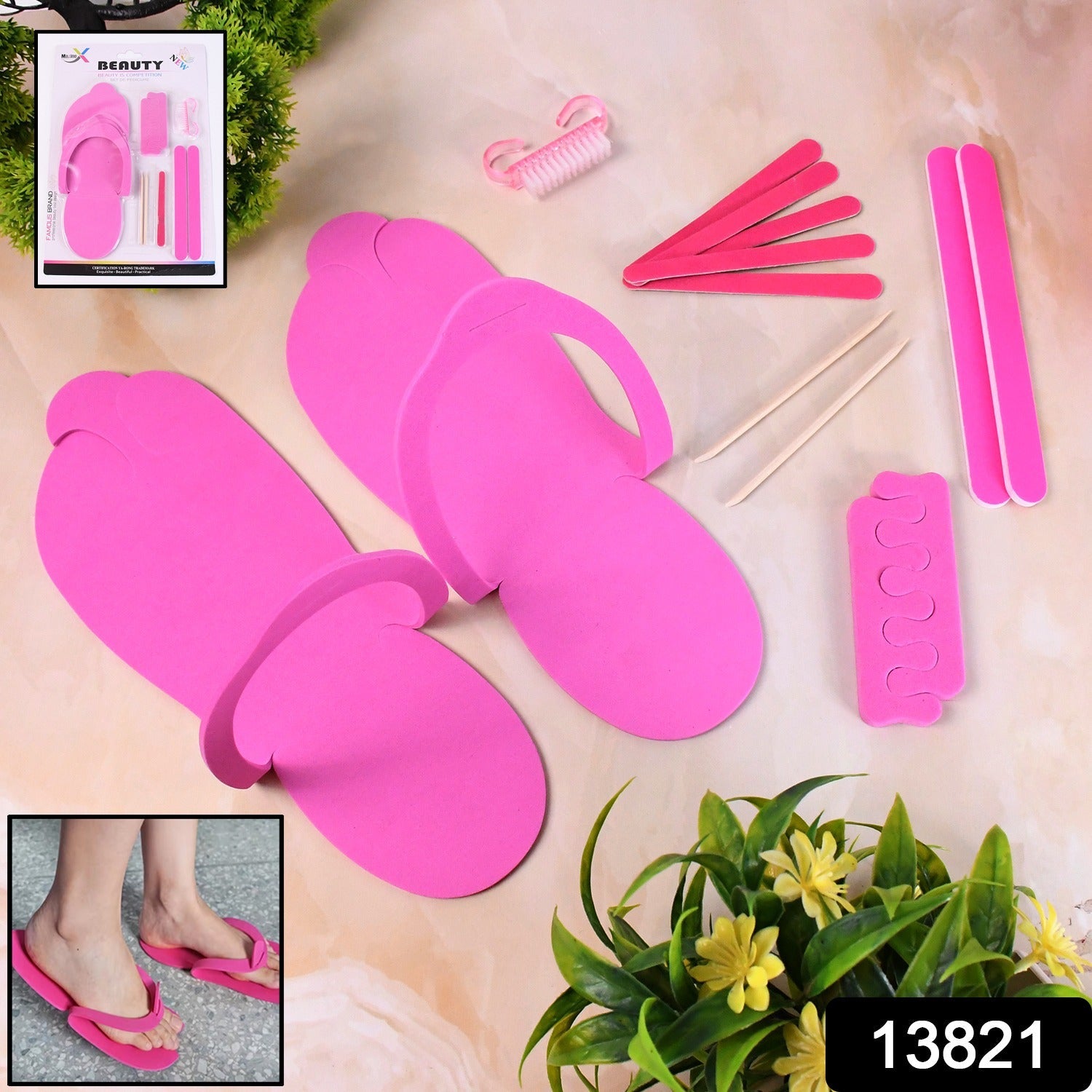 Complete set of pedicure tools including nail buffers and callus remover