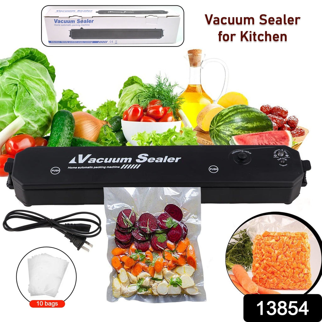 Automatic vacuum sealer machine in action, demonstrating efficient food sealing.