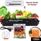 Automatic vacuum sealer machine in action, demonstrating efficient food sealing.