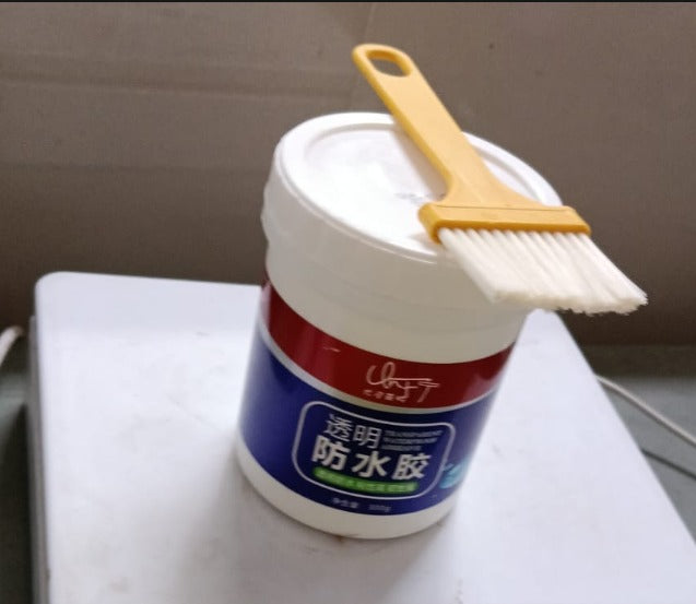 Bathora Transparent Waterproof Glue 300g container with its applicator brush.