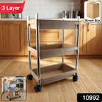 Rolling home storage trolley with spacious shelves for kitchen and office use