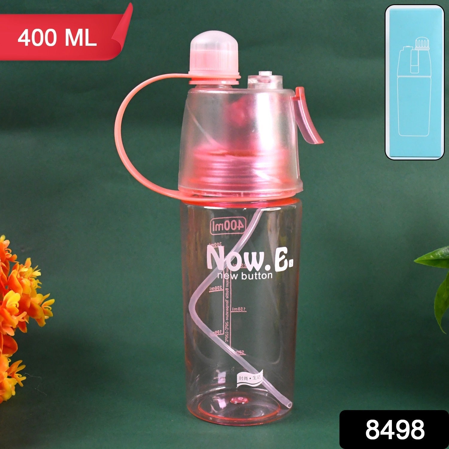 Multicolor 400ML 2-in-1 water bottle ideal for sports and hydration