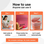 Angled view of the portable washing machine, showcasing its ergonomic design and sturdy build.