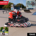 Sole and PU wheels view of XL size adjustable inline skating shoes