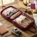 Spacious travel shoe storage bag with soft cushioned design and strong handles