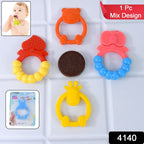 Silicone baby teething toy with soft pastel textures for gentle gum relief