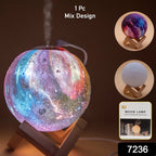 Close-up of the 3D Moon Lamp Diffuser emitting a cool mist