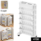 Compact rolling plastic organizer shelf for books and office supplies