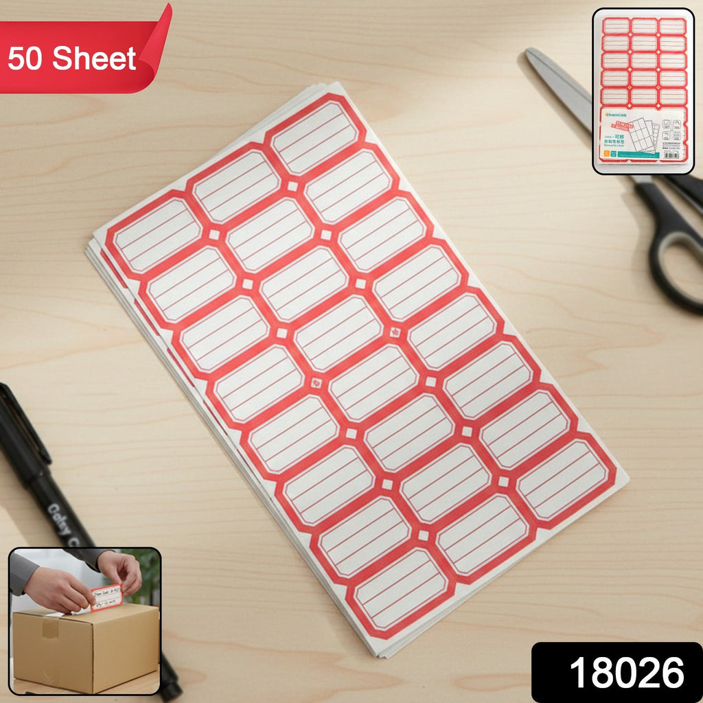 Multiple self-adhesive label stickers displayed for organization