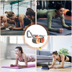 The fitness ab roller with its detachable handles and knee mat holder.