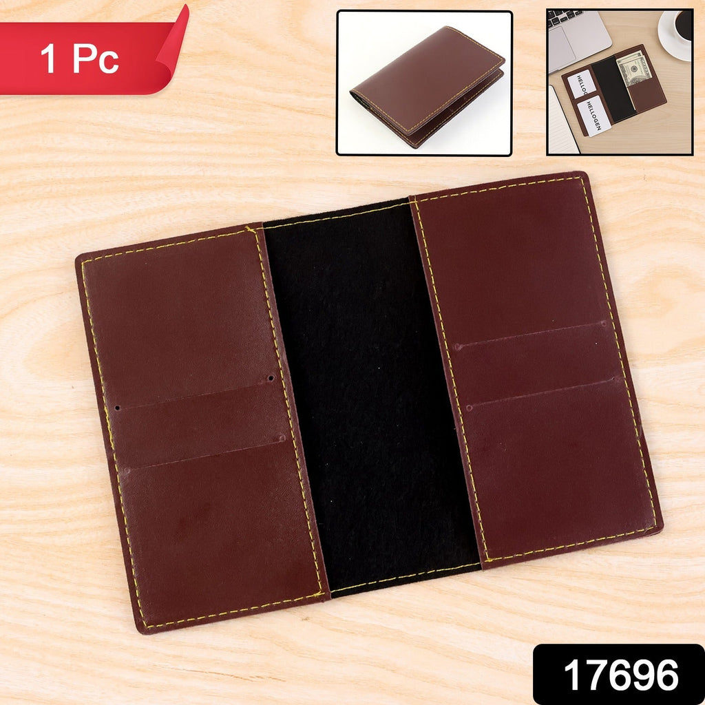 Close-up of PU leather card holder with multiple card slots for organized storage