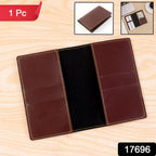 Close-up of PU leather card holder with multiple card slots for organized storage