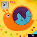 Close-up of the smooth, durable ABS plastic pieces of the Snail Puzzle.