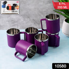 Close-up of coffee mugs showing stainless steel inner layer for heat retention