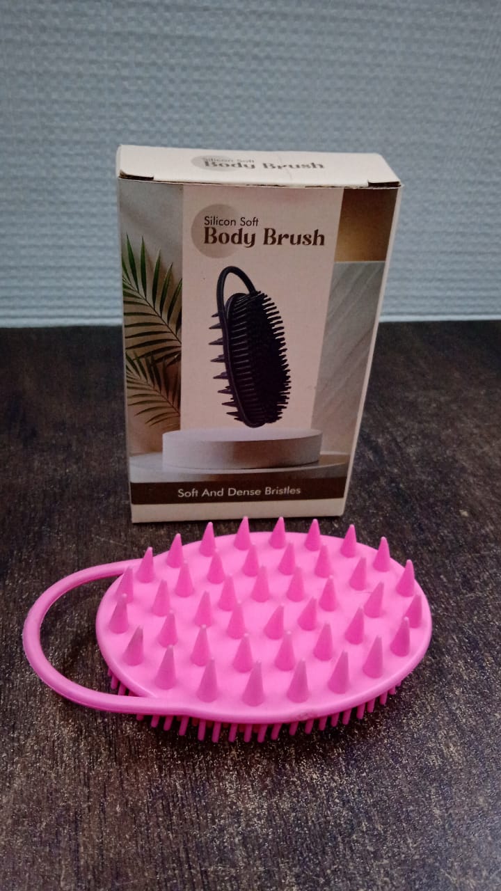 Bath brush placed in natural bathroom setting, highlighting eco design
