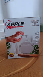 Refillable liquid soap dispenser in use on a kitchen countertop