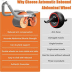 Automatic rebound ab roller, ideal for beginners with elbow support.