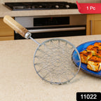 Wire skimmer kitchen tool with fine stainless steel mesh