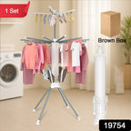 Side view showing rotating arms on the foldable clothes drying rack