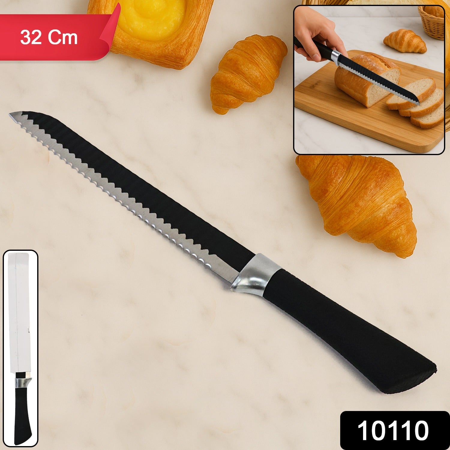 Serrated kitchen bread knife ideal for breads and pastries