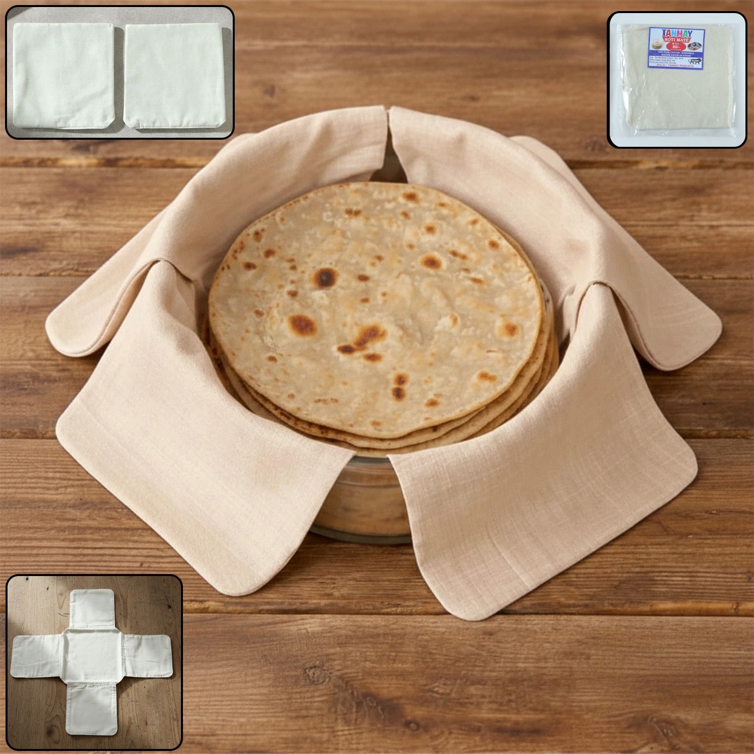 Pack of 2 cotton roti cloth covers for keeping rotis warm