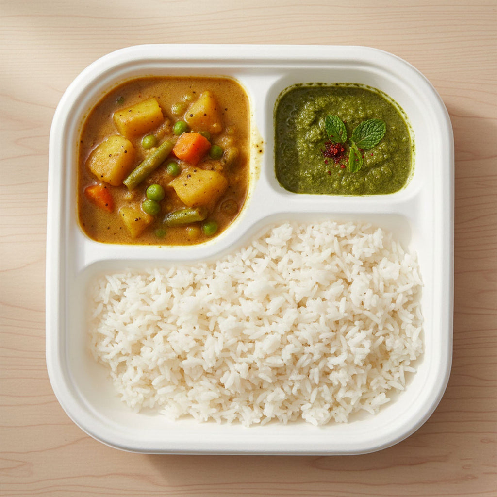 Stacked compostable biodegradable bagasse plates for easy storage and quick service