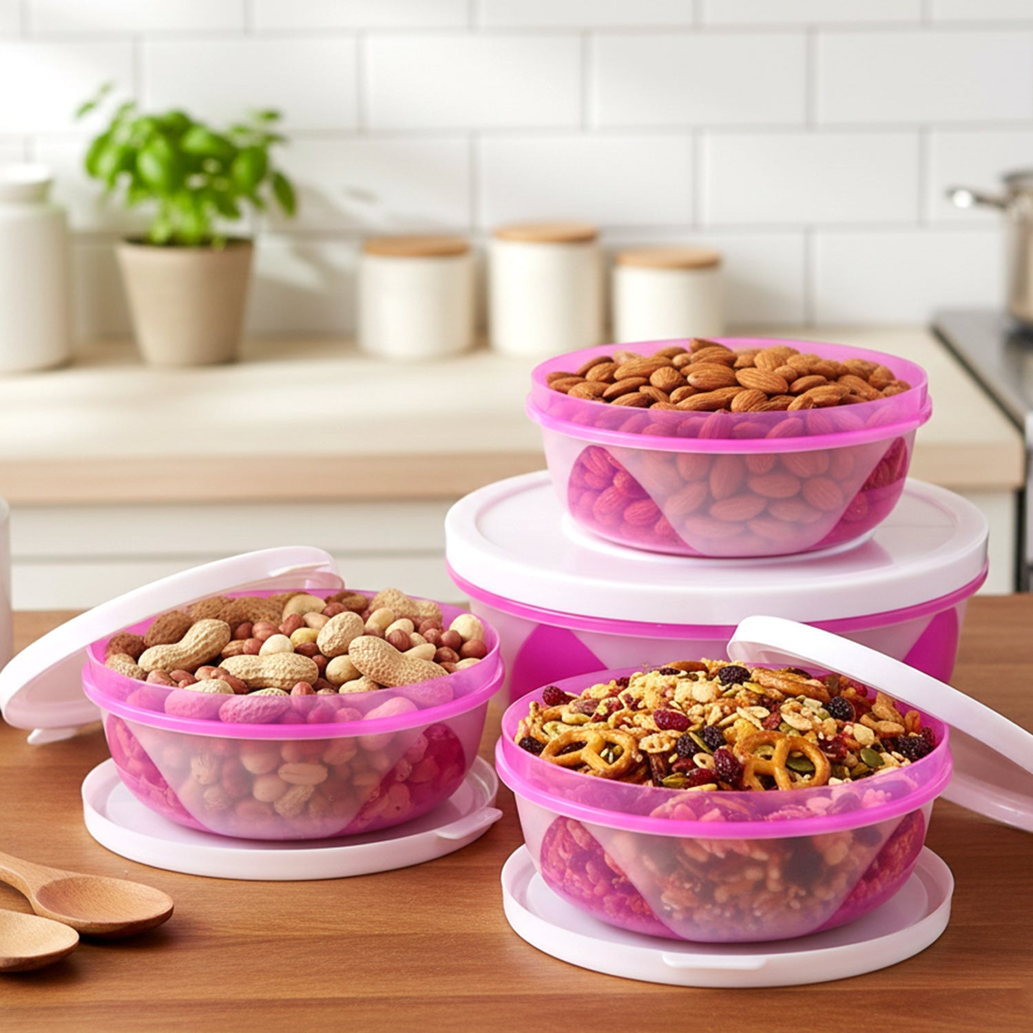 Apple brand plastic storage boxes with colour-pop design