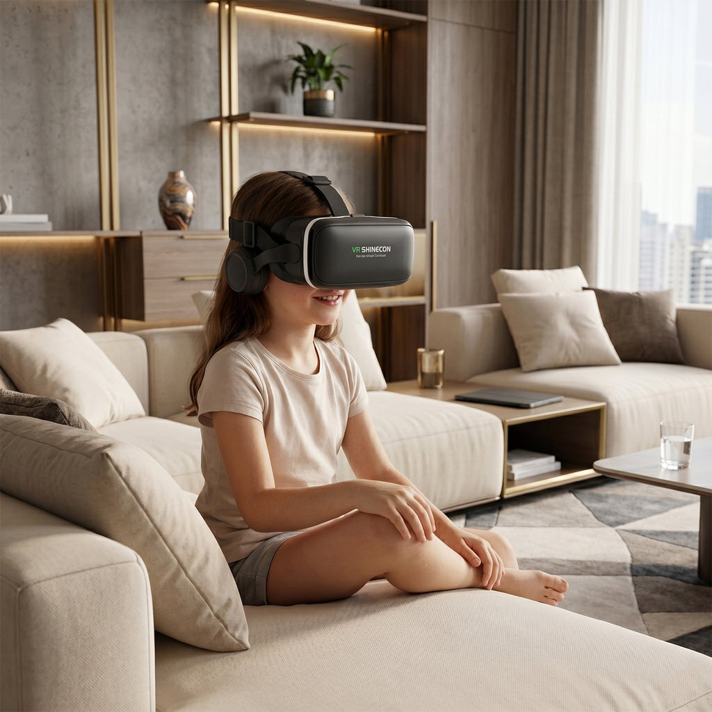 Close-up of the VR Headset lenses with adjustable pupil distance.