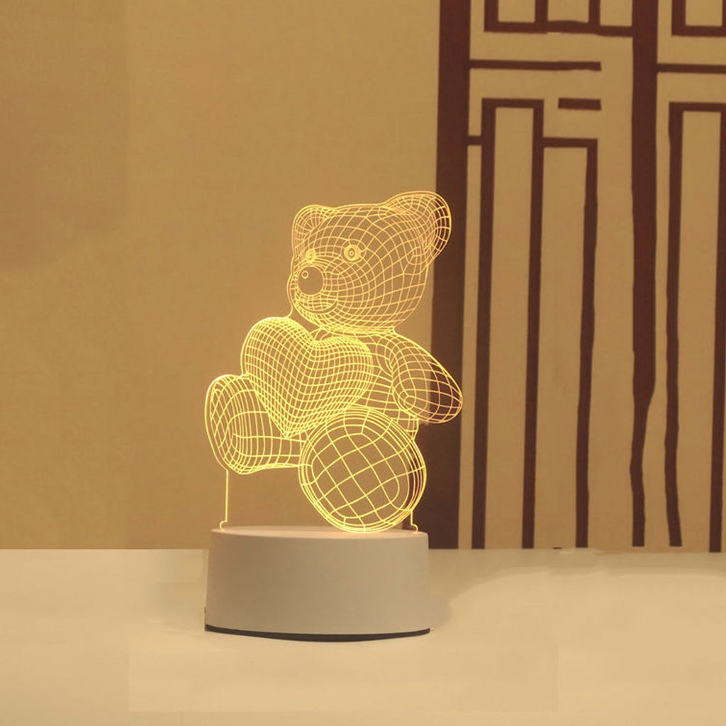 3D illusion Teddy bear LED lamp glowing in dark
