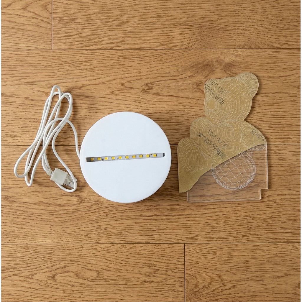 Cute 3D teddy bear lamp with heart design