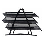 Metal file organizer rack with three compartments
