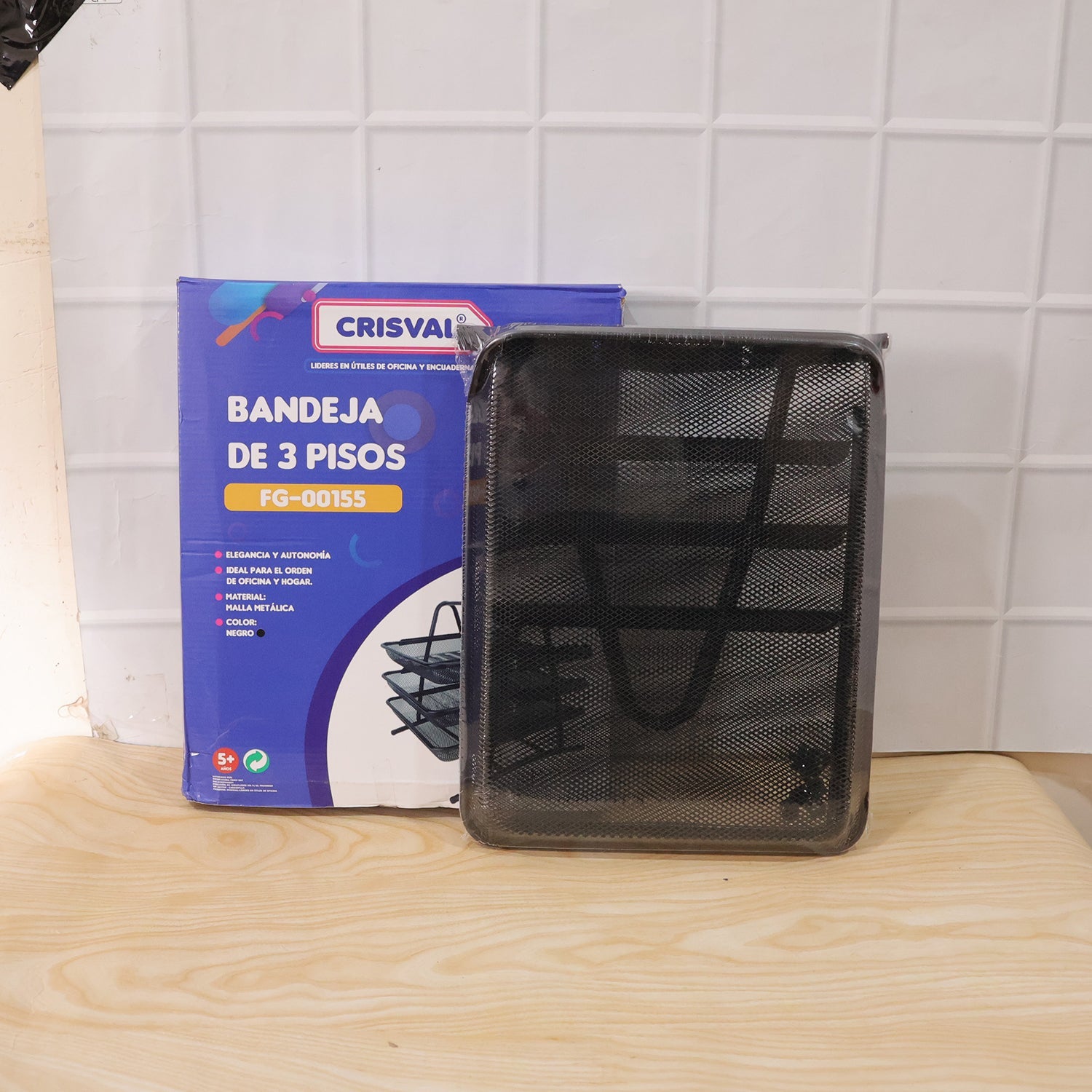 Overview of 3-tier metal desk organizer rack