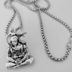 Polished metal Hanuman Pendant, reflecting light and intricate craftsmanship.