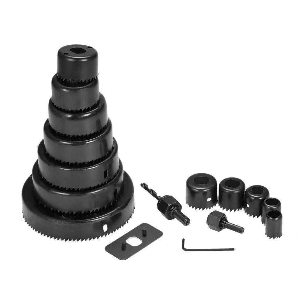 BoltForce Hole Saw Drill Bit Set neatly arranged in its durable plastic carrying case.