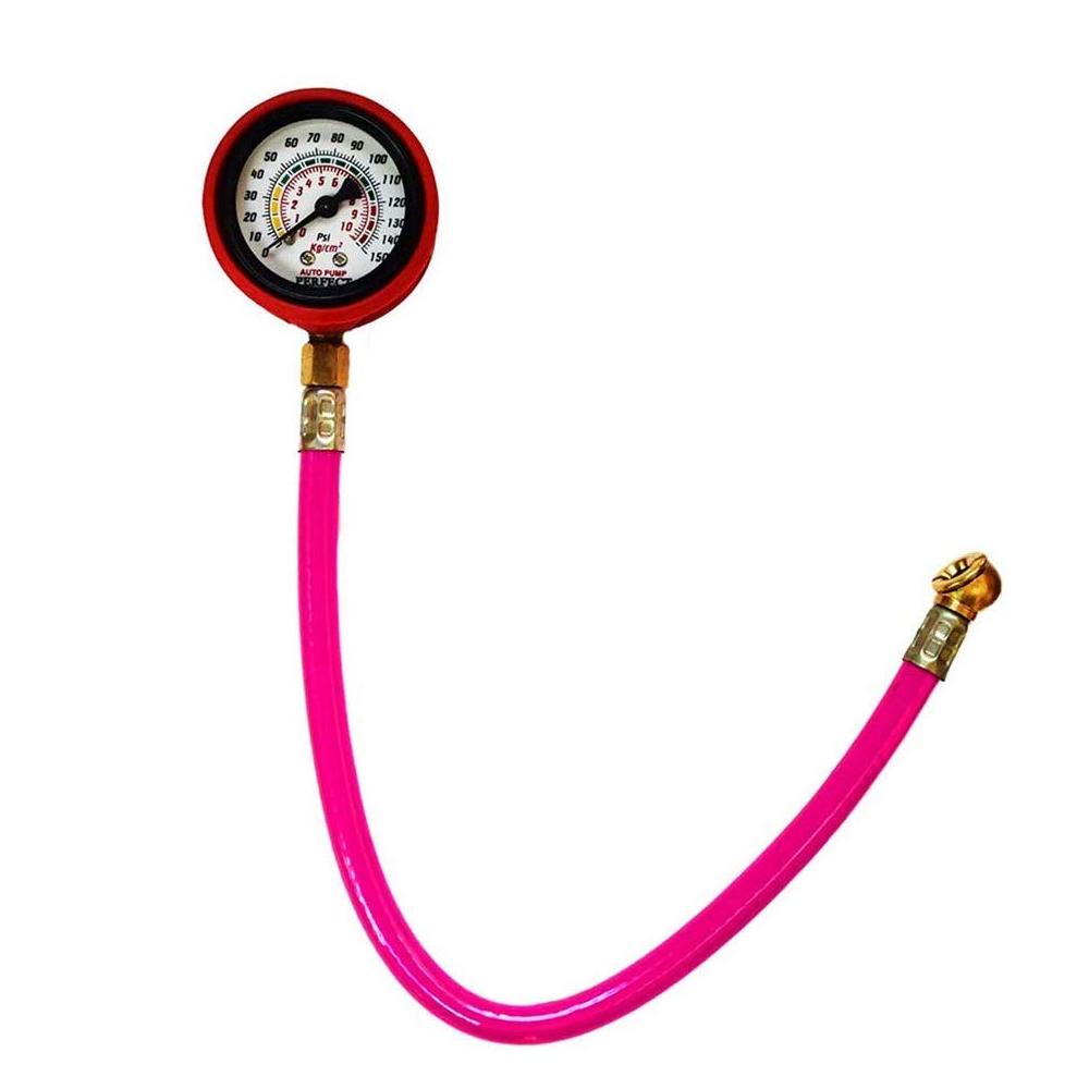 Complete tire inflator gauge kit with all essential car accessories.