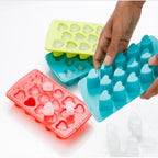 Close-up of heart-shaped ice cubes made from the tray, perfect for beverages.