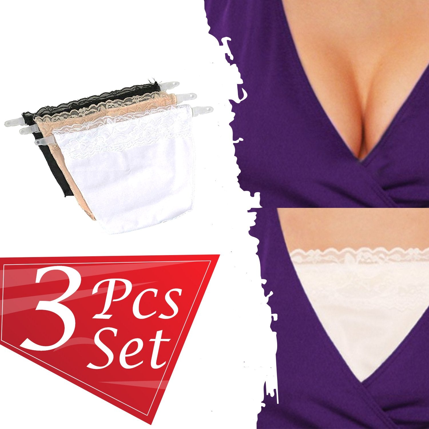 Black clip-on camisole styled with a blouse