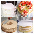 The multi-functional cake icing spatula set showcased with key dimensions for easy reference.