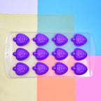 Side view of the easy-to-use silicone fruit ice cube tray.