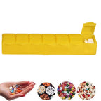 Compact Weekly Pill Organizer with 7 clear compartments, perfect for daily medicine.