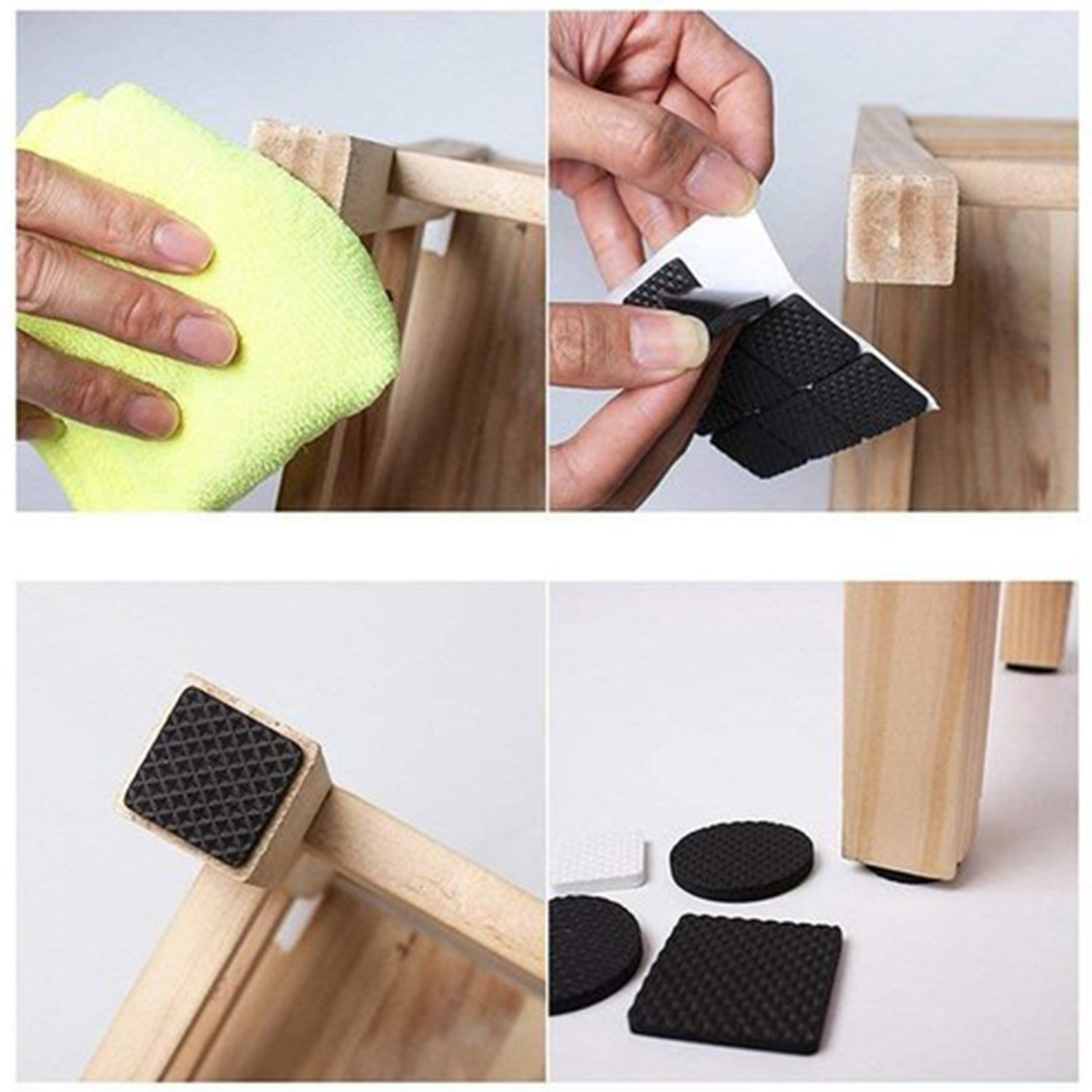 Assortment of felt furniture pads in various shapes and sizes