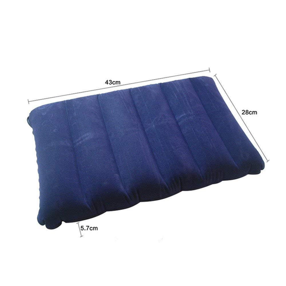 Blue inflatable travel pillow providing excellent neck support during a journey.