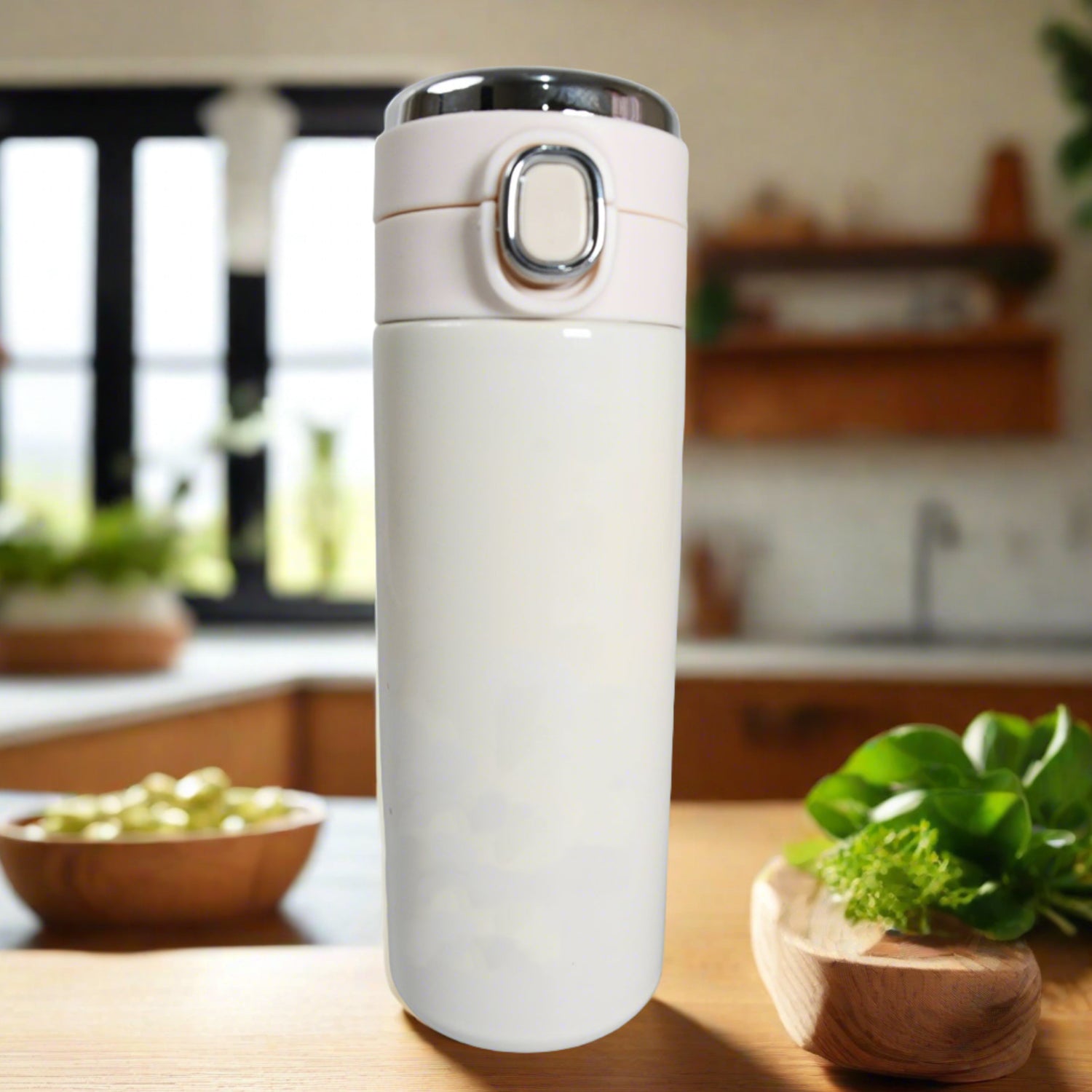 A sleek Smart Insulated Water Bottle in a mixed color design, showcasing its LED temperature display.