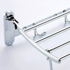 Space-saving folding towel rack in its collapsed position, ideal for small bathrooms.