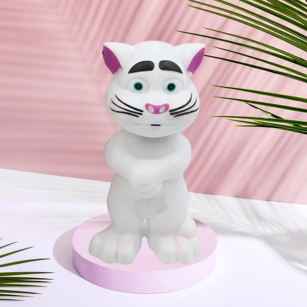 Talking Tom Toy engaging a child, showcasing its interactive features.