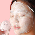 Soft bristles of the silicone facial cleansing brush providing gentle exfoliation.
