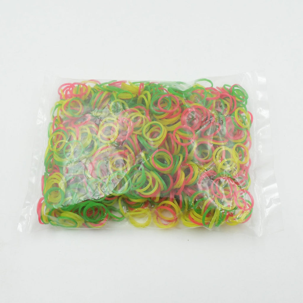A pack of 0.5 inch wide multicolor rubber bands, clearly displaying the quantity and assorted colors.